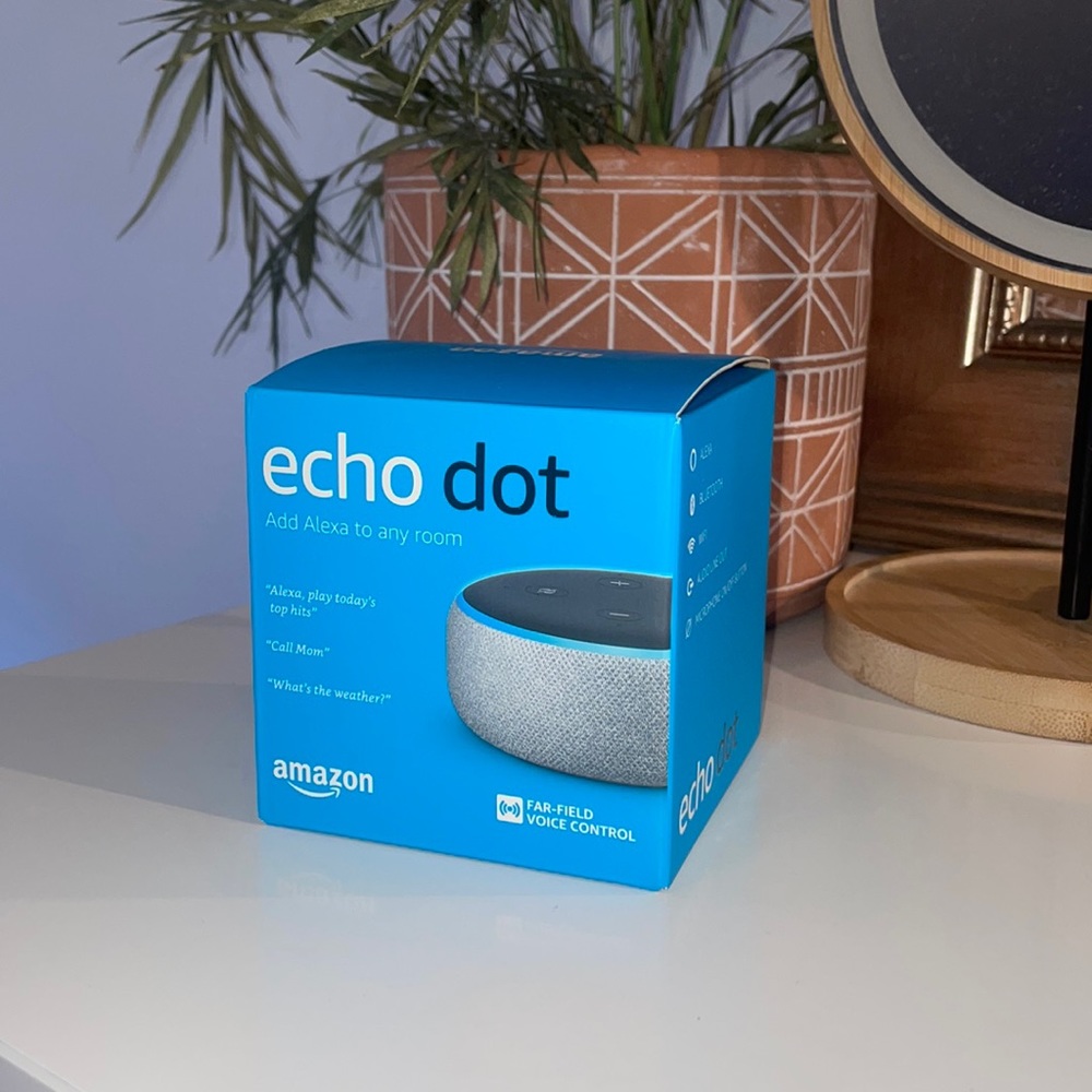 Brand new Amazon echo dot in grey and black
